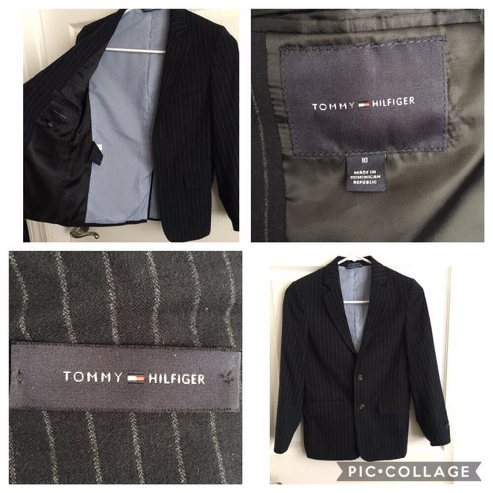 Tommy Hilfiger Boys formal preppy striped 2 button Blazer Age 10 Years